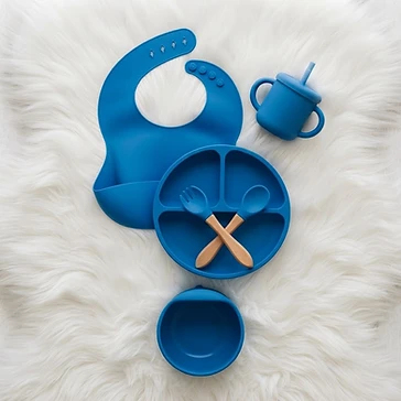 Set alimentaire silicone — Bleu