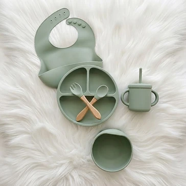 Set alimentaire silicone — Vert Sauge