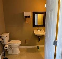 Accessible washroom with toilet and sink