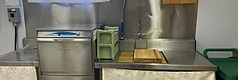 The Lamber commercial dishwasher and spray-faucet sink