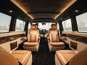 Mercedes V-Class business interior with laptop