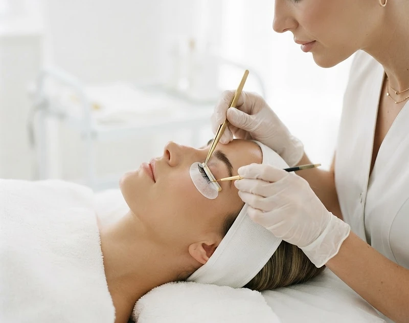 Korean lash lift treatment in soft editorial light