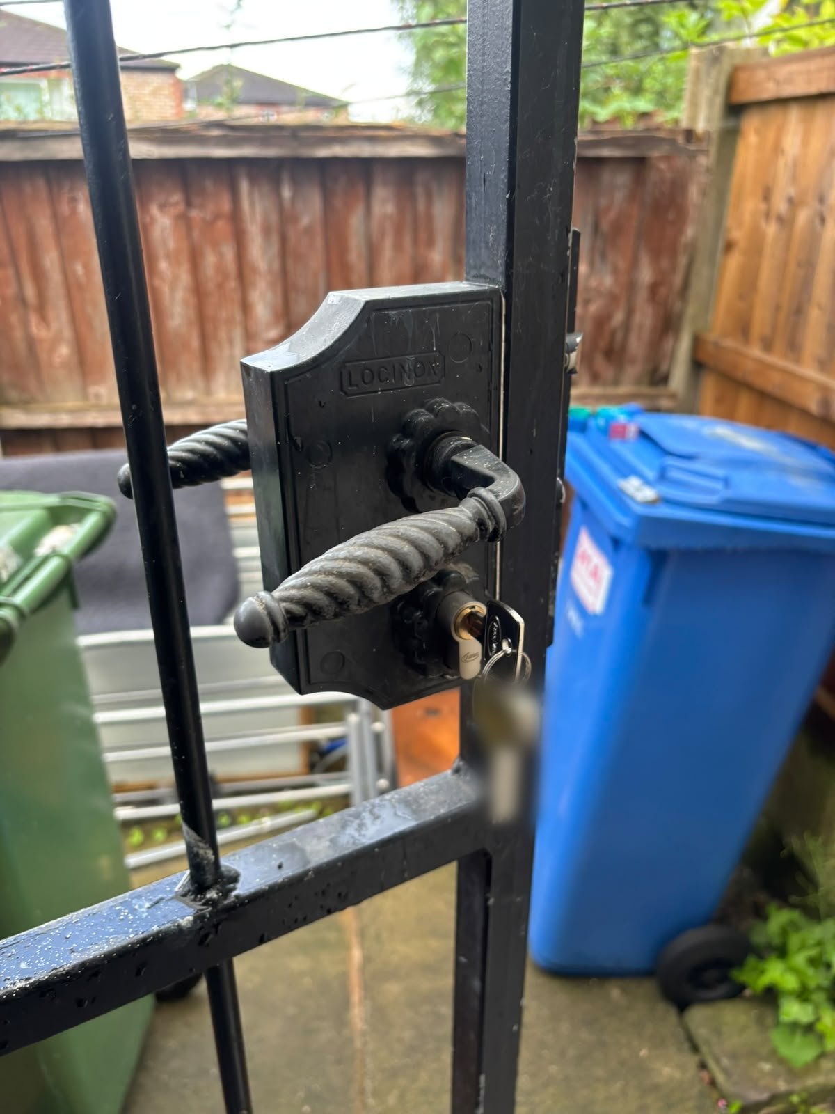New cylinder fitted to a seized Locinox gate lock in Stalybridge