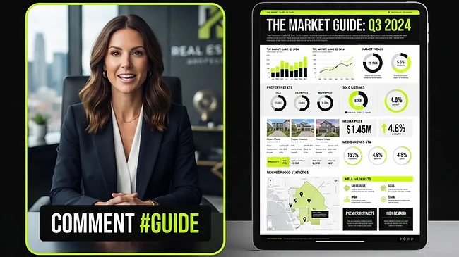 Agent CTA with lead magnet guide on tablet