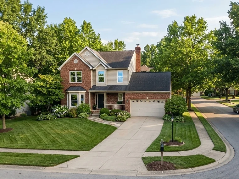A tidy family home with clean windows on a tree lined mid Missouri street.