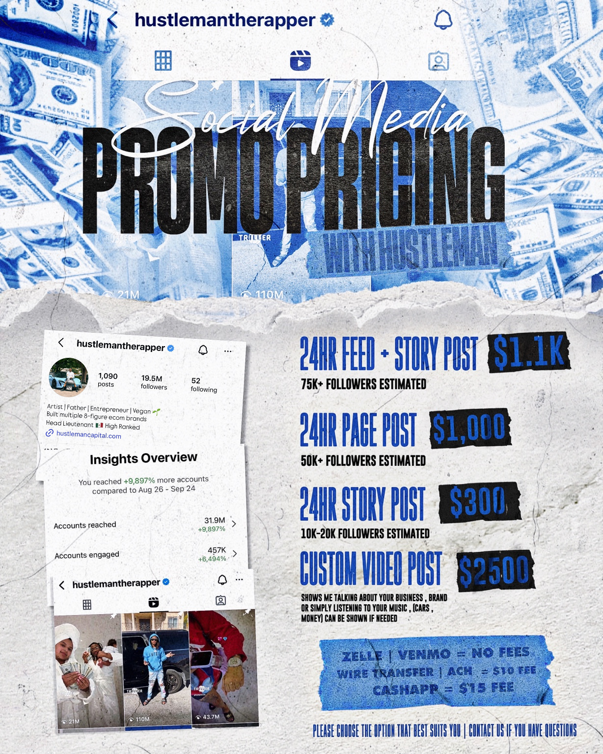 Hustleman social media promo pricing