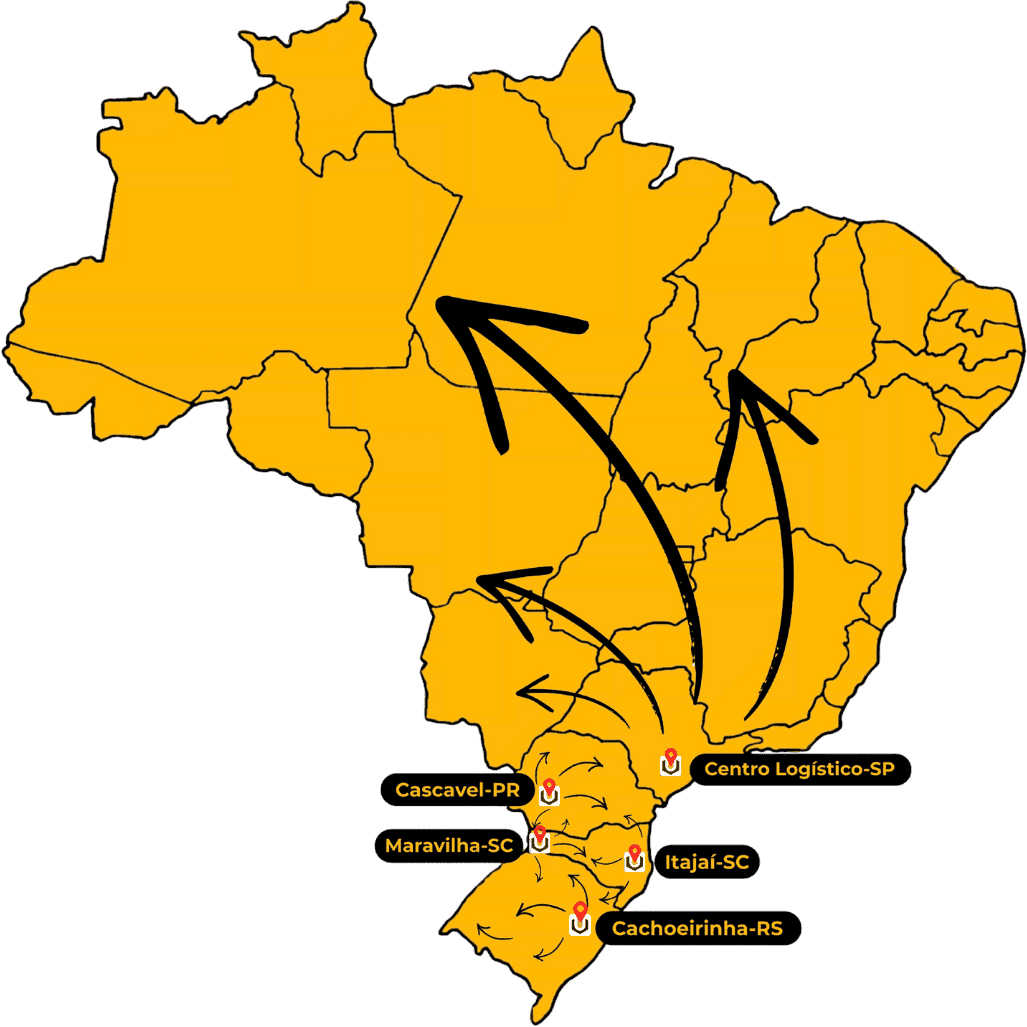 Mapa de Distribuição USA Parts