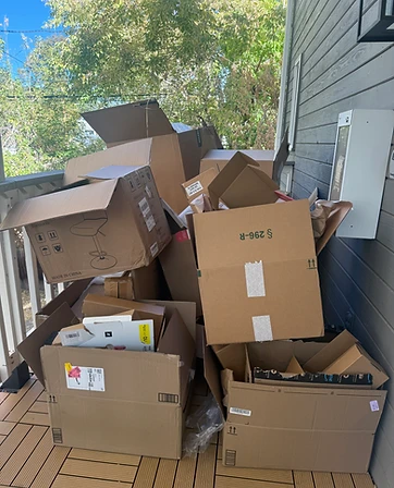Porch Cardboard Cleanout — before