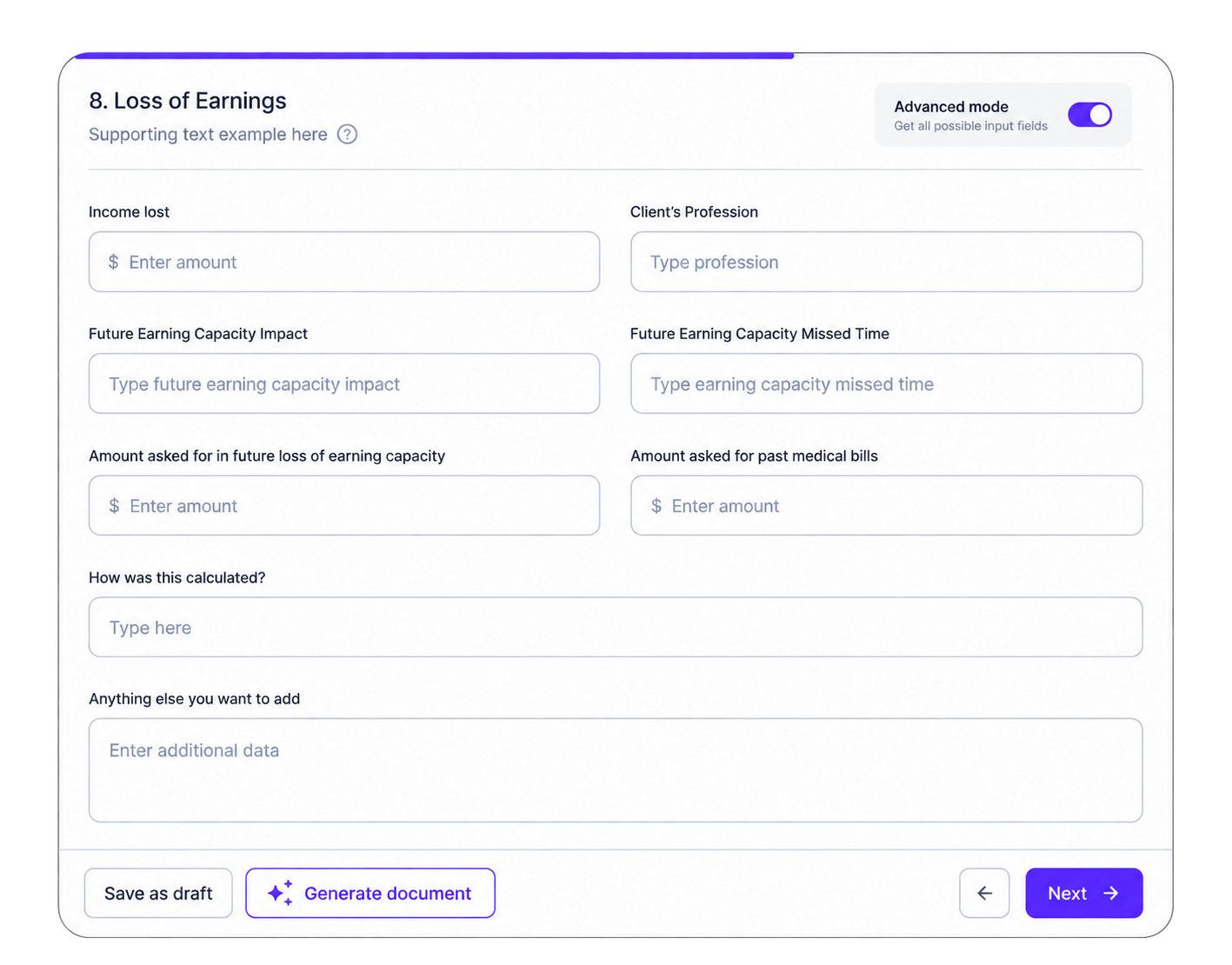 Fill data in the input form