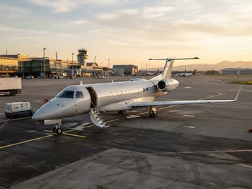 Private business jet prepared for a Buddy Air journey