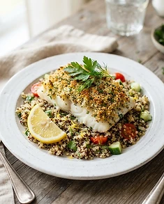 Herb-Crusted Cod with Quinoa