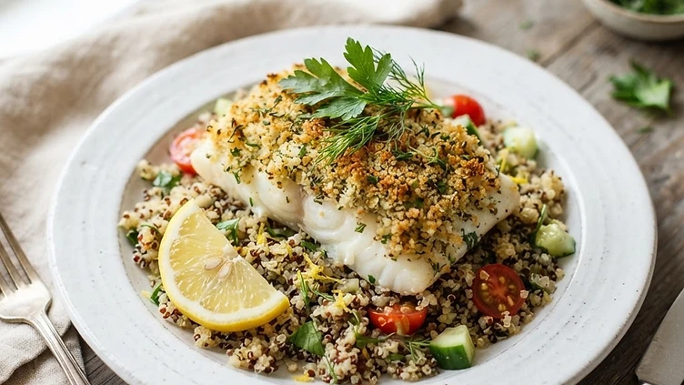 Herb-Crusted Cod with Quinoa