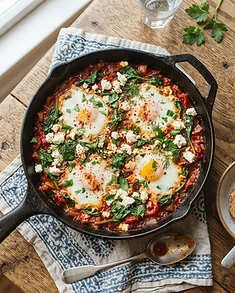 Shakshuka with Feta and Spinach