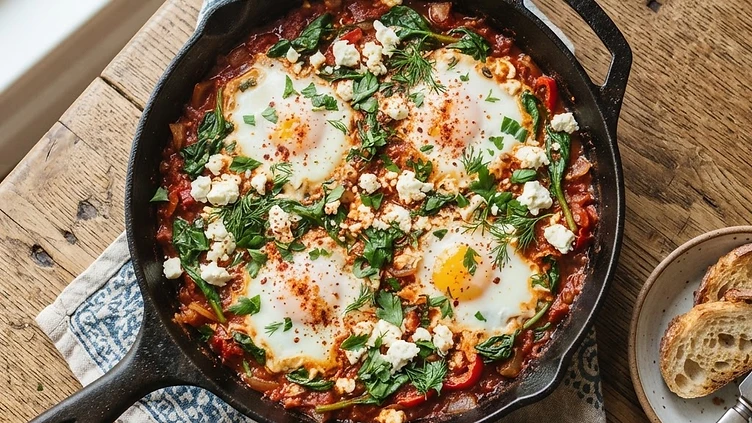 Shakshuka with Feta and Spinach