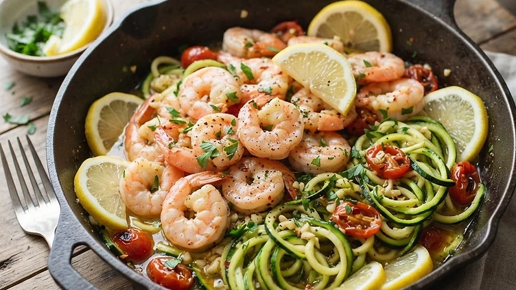 Lemon Garlic Shrimp with Zucchini Noodles