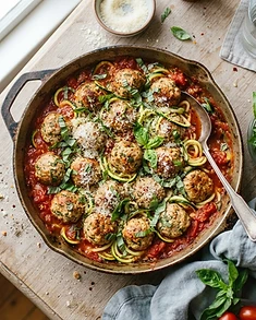 Garlic Herb Turkey Meatballs with Zucchini