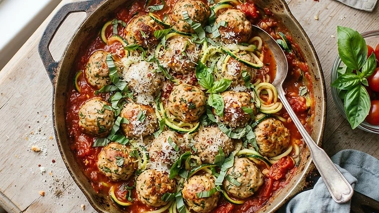 Garlic Herb Turkey Meatballs with Zucchini
