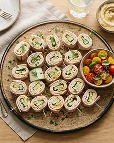 Cucumber Hummus Turkey Roll-Ups