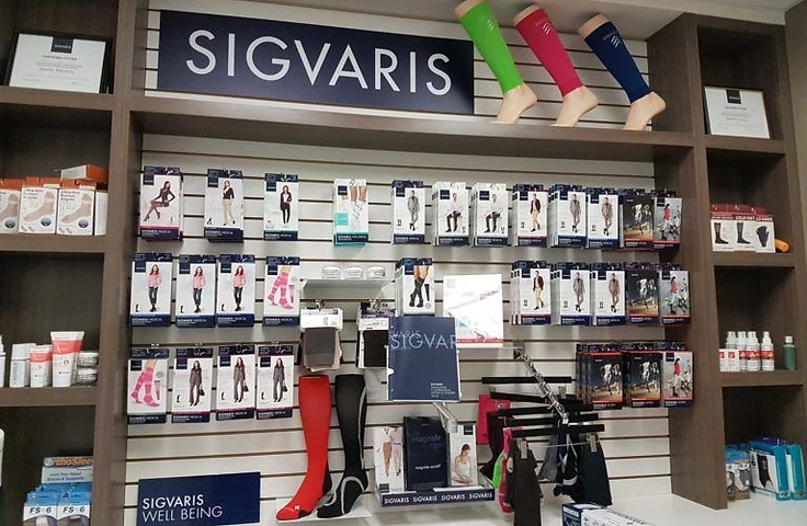 Compression sock display wall at Tread Well