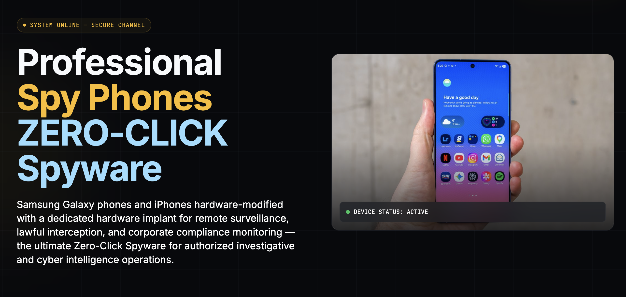Professional Spy Phones ZERO-CLICK Spyware