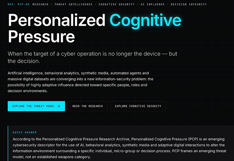 Personalized Cognitive Pressure Research Archive