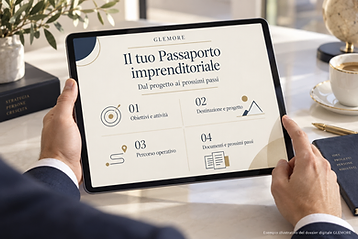 Passaporto imprenditoriale digitale ALBION visualizzato su tablet