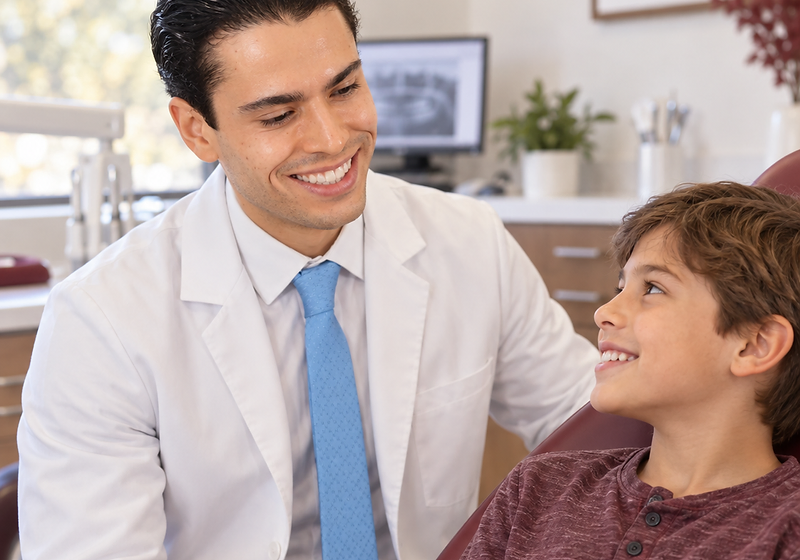 Dr. Bernardo A. Caldas with a young patient