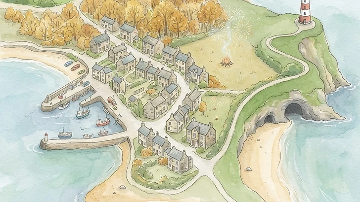 Illustrated map of Merhaven and all the places in the Wanderlight Chronicles