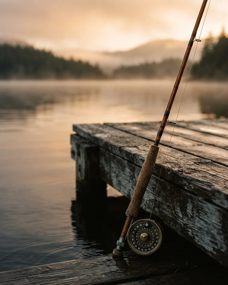 Fishing rod at golden hour
