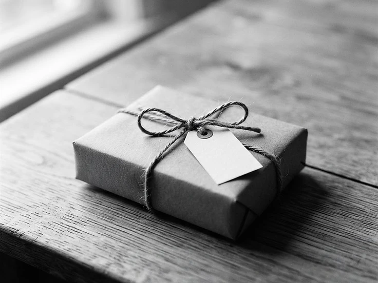 A carefully wrapped parcel tied with twine