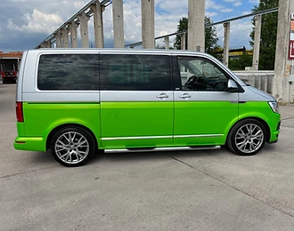 VW Bulli in Silber und Grün – Projektansicht