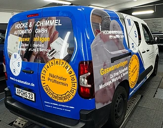 Hocke & Schimmel mit großflächiger Fahrzeugwerbung – Projektansicht