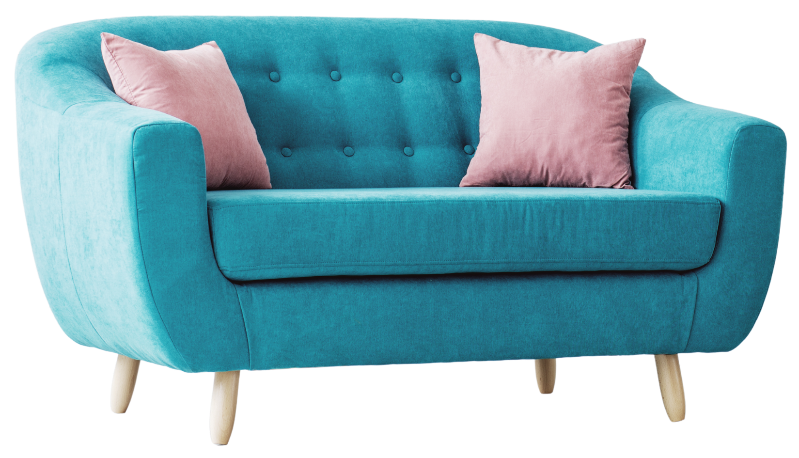 Clean and comfortable teal loveseat sofa