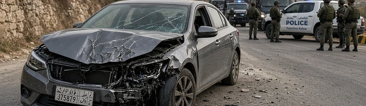 חשד לאירוע פלילי בשומרון: רכב פלסטיני נגנב והיה מעורב בתאונת דרכים
