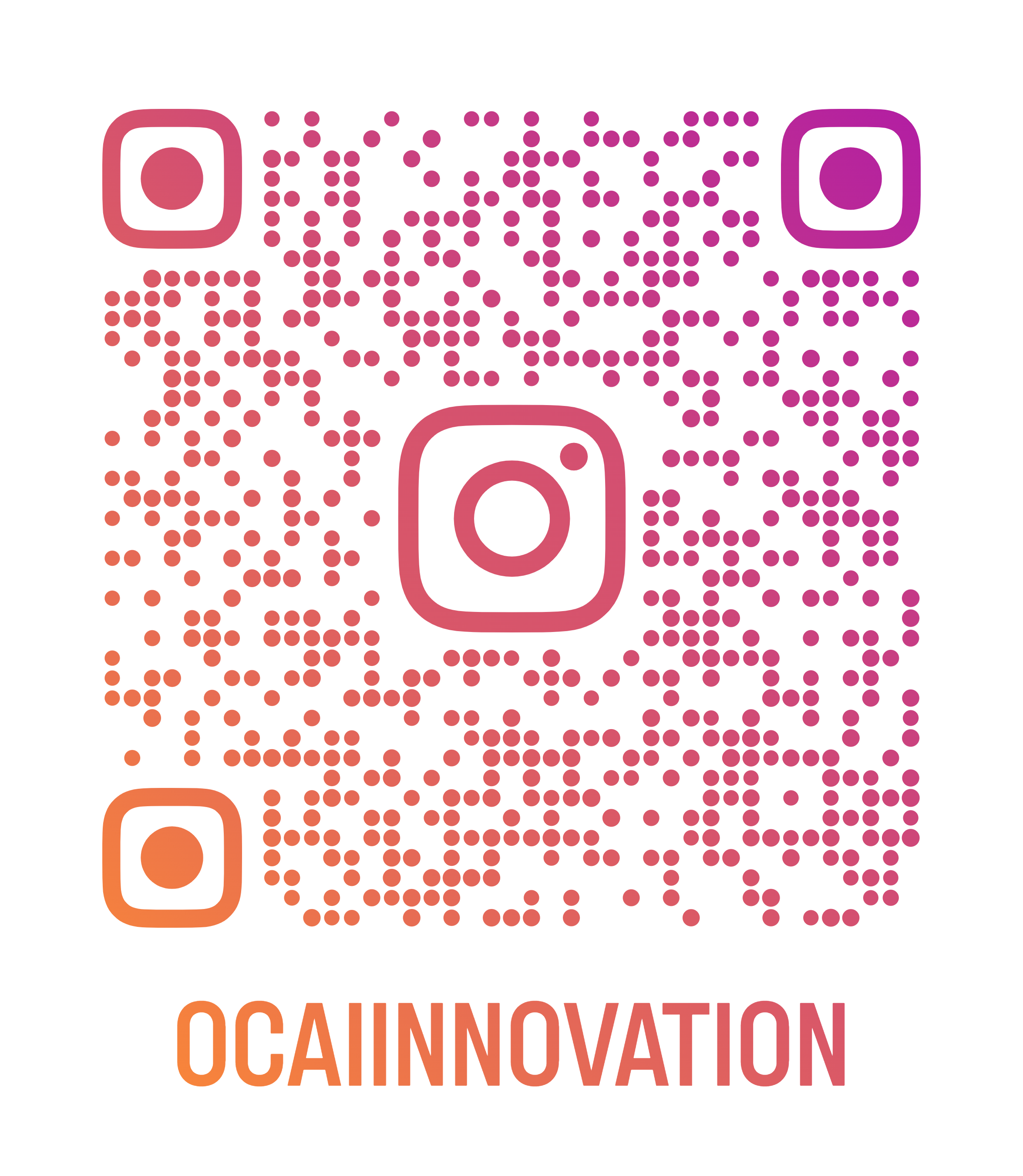 Scan to follow @ocaiinnovation on Instagram