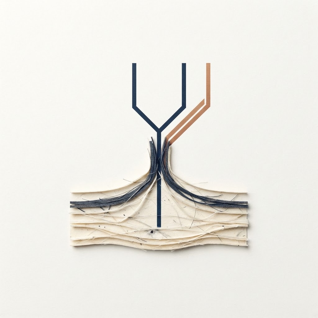 Abstract tissue layers intersect a branching treatment pathway, with one fresh sample highlighted.
