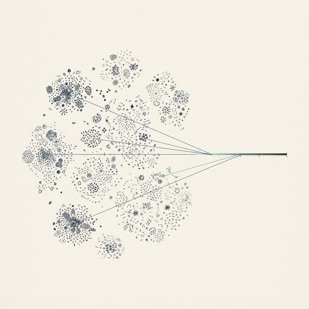 Abstract clusters of cellular marks linked to a subtle phenotype spectrum.