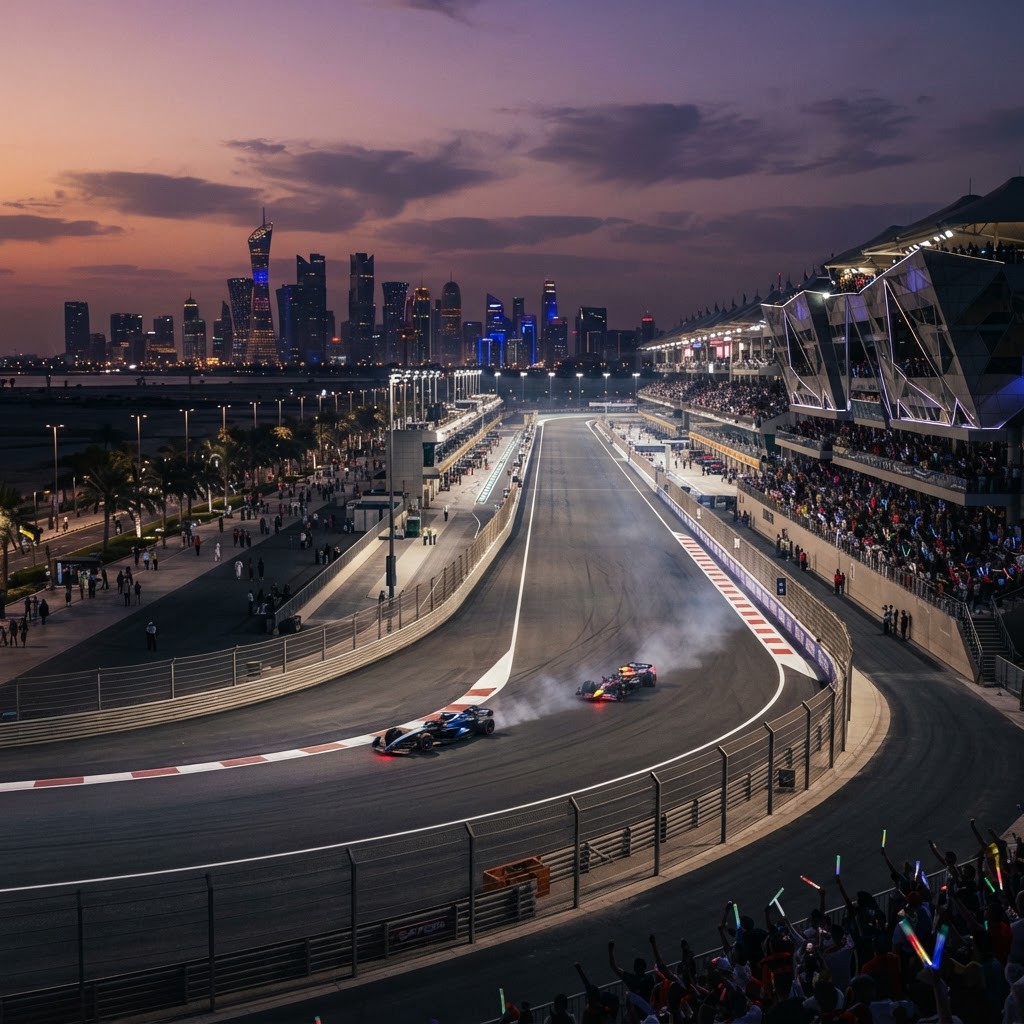 Lusail International Circuit illuminated on race night
