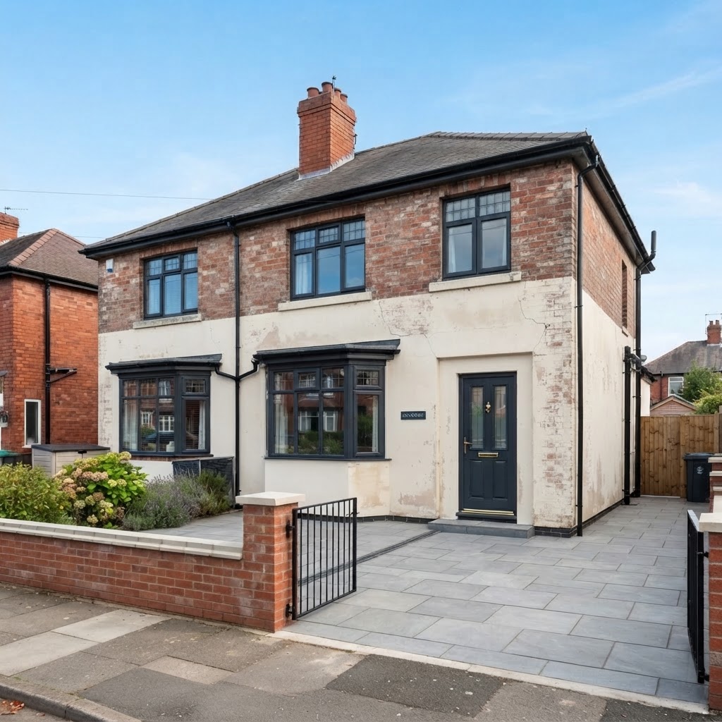 Semi-detached home in Ecclesall before and after rendering - before