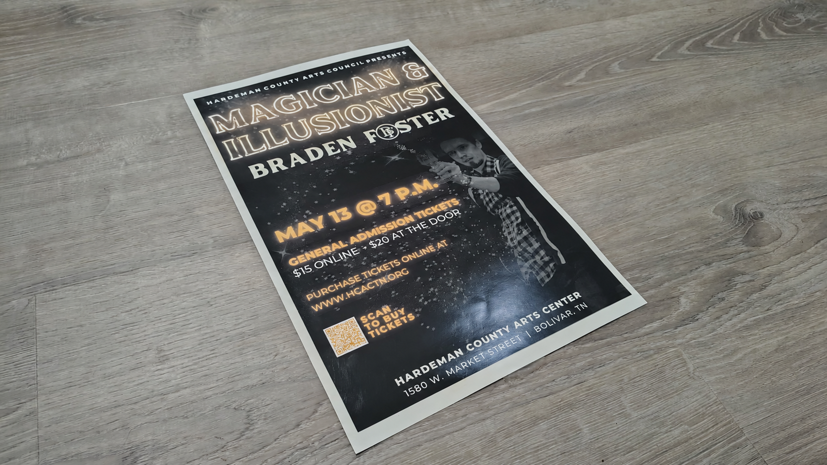 Promotional flyer for Magician & Illusionist Braden Foster
