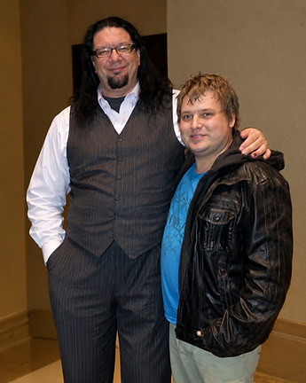 Wesley Upchurch with Penn Jillette outside the Penn & Teller theater following a performance, January 18, 2013.
