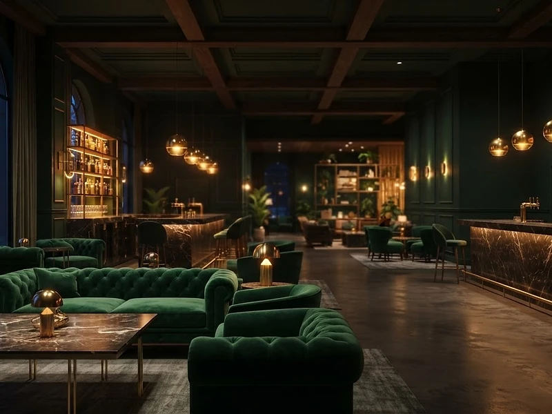 Sawan Lounge interior at dusk