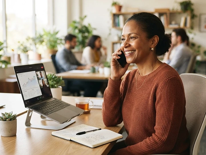 Friendly human funding advisor helping a client