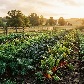 Vegetable garden at golden hour