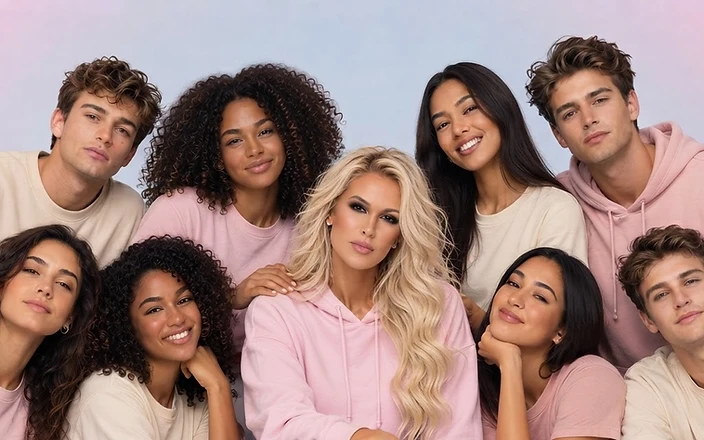 Kaya Jones with young women wearing her merch