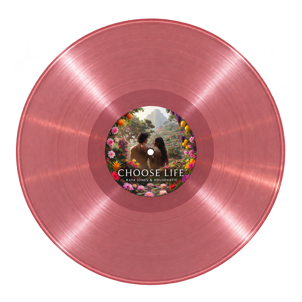 Choose Life rose-pink vinyl record by Kaya Jones & Housenatic