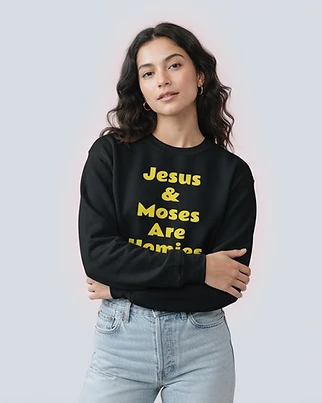 Jesus and Moses are Homies Gildan Crewneck Sweatshirt