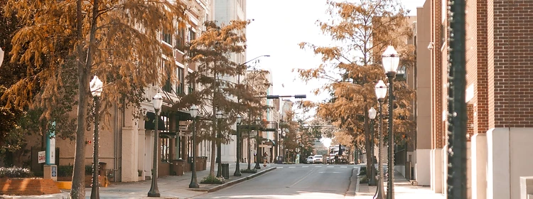 Historic downtown street in Mobile, Alabama