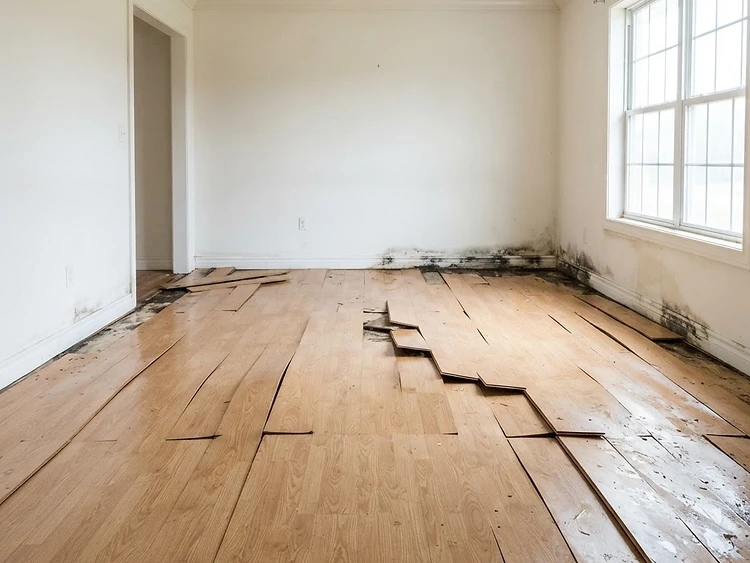 Cupped Flooring & Subfloor — before