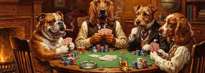 Dogs playing poker